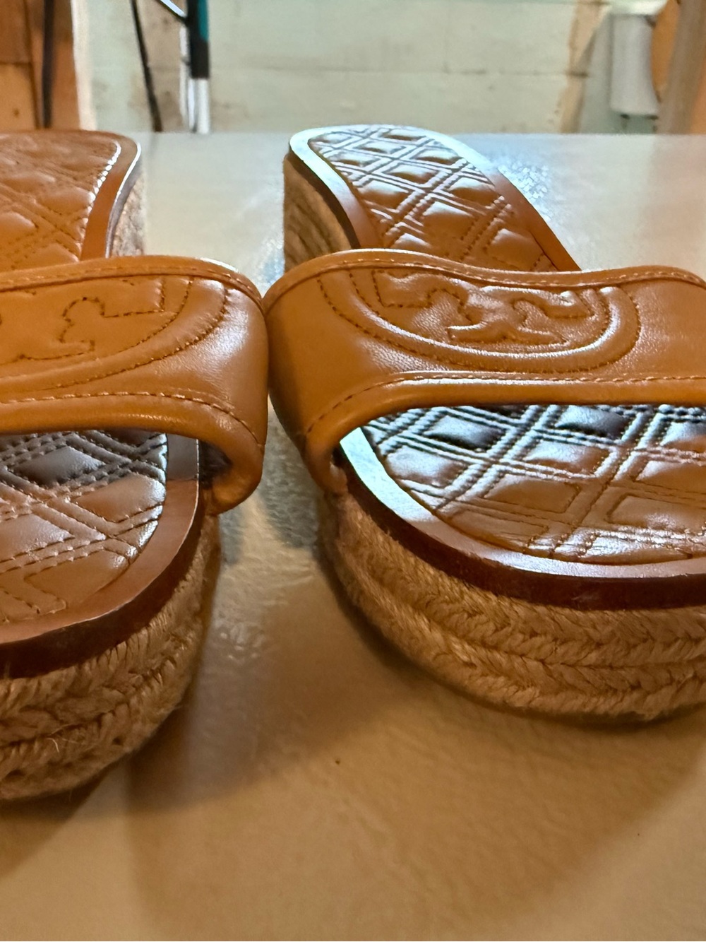 Tory Burch Fleming Espadrille Wedge Slides - Tan, Size 6.5 - Picture 3 of 9